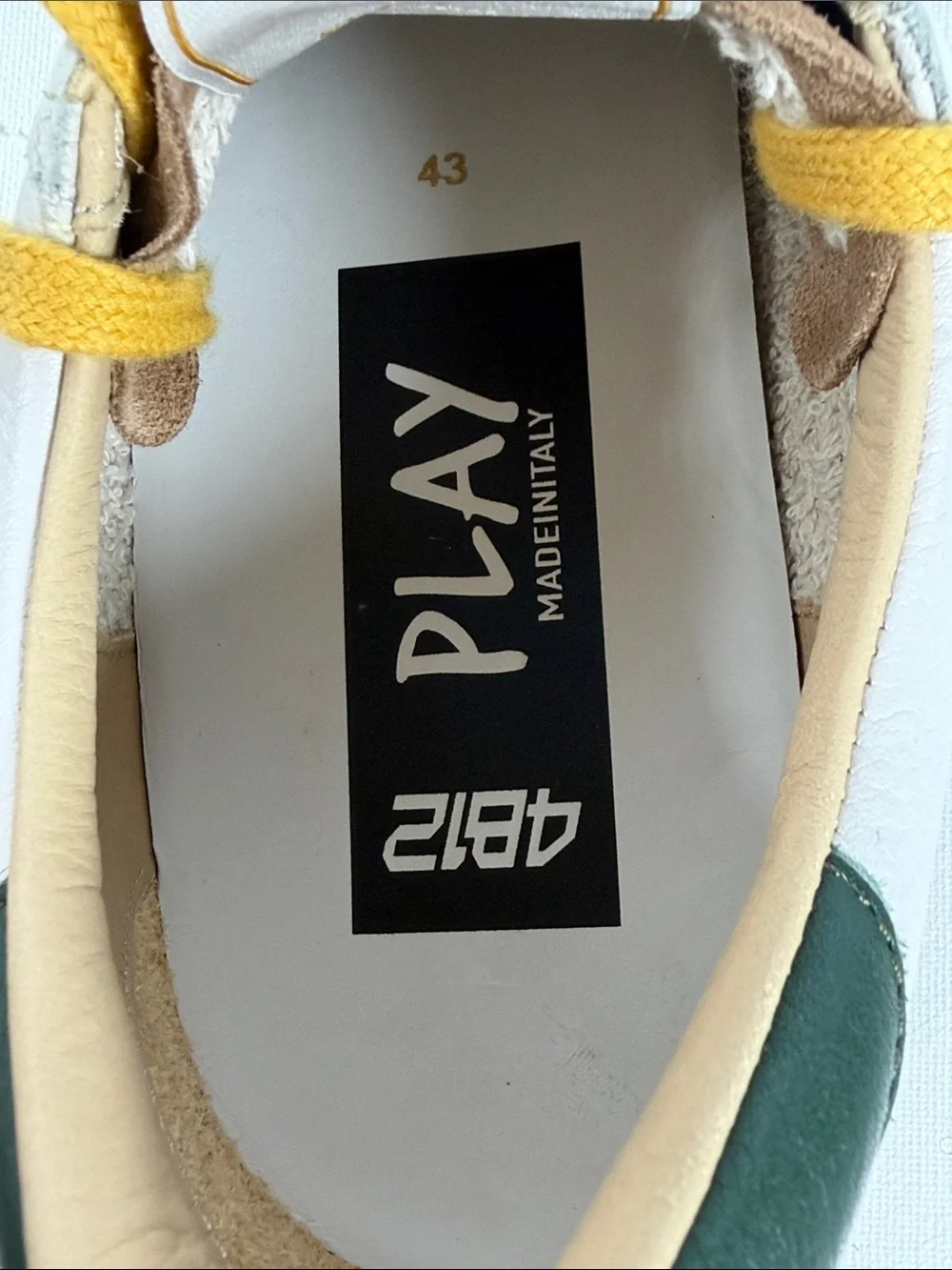 4B12 Play Made in Italy Men’s Sneakers EU 43 White Orange Green Leather Shoes